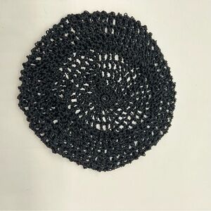 Juliet Hat/Snood- Vintage Elegant Black Crochet Beret or Large to Catch Hair
